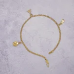 TOBILLERA TEJIDO CHINO DIJES ORO 18K