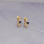 ARETES CORTOS PIEDRAS AZUL CIERRE CATALAN ORO