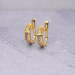 ARETES CORTOS PIEDRA CIERRE CATALAN ORO 18K