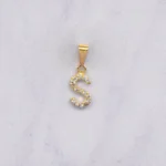 DIJE LETRA S PIEDRAS ORO 18K