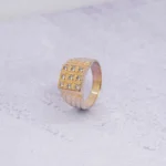 ANILLO PARA HOMBRE CUADRADO PIEDRAS ORO 18K