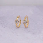 ARETES CANDONGAS PIEDRA ORO 18K
