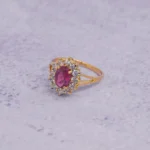 ANILLO PARA DAMA COLMENA PIEDRA ROJA ORO 18K