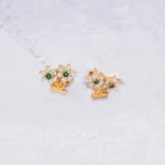 ARETES TOPO FLOR PIEDRA 18K