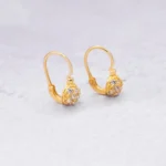ARETES CORTOS MEDIA BOLA DE FUEGO ORO 18K