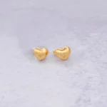 ARETES TOPOS CORAZONES HUECOS LISOS ORO 18K