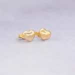 ARETES TOPOS CORAZONES HUECOS LISOS ORO 18K