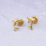ARETES TOPOS DELFIN ORTOPEDICOS ORO 18K