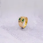 ANILLO PARA DAMA PIEDRAS VERDES BLANCAS ORO 18K