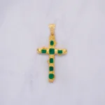DIJE CRUZ PIEDRAS VERDES ORO 18K