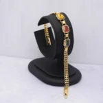 PULSO TEJIDO SEDUZA PIEDRAS COLORES ORO 18K