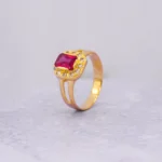 ANILLO PARA DAMA CALADO PIEDRA ROJA ORO 18K