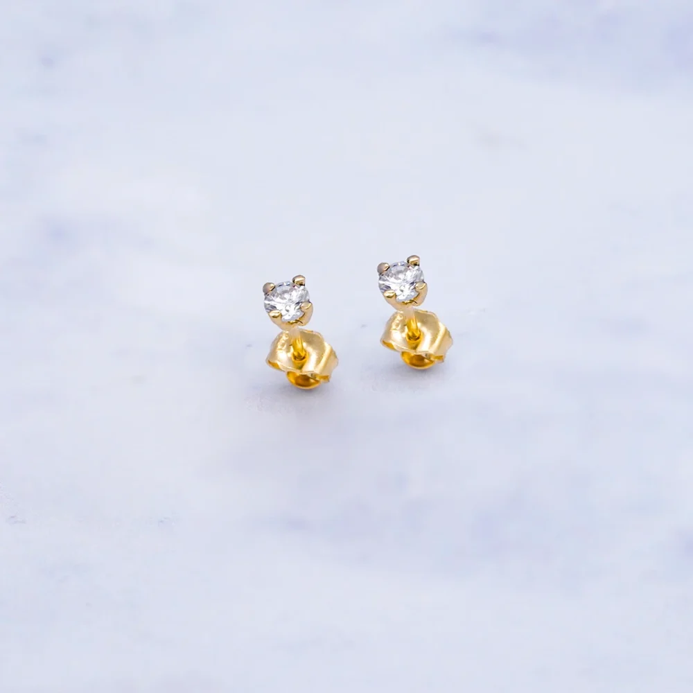 ARETES TOPOS PIEDRAS ORO 18K