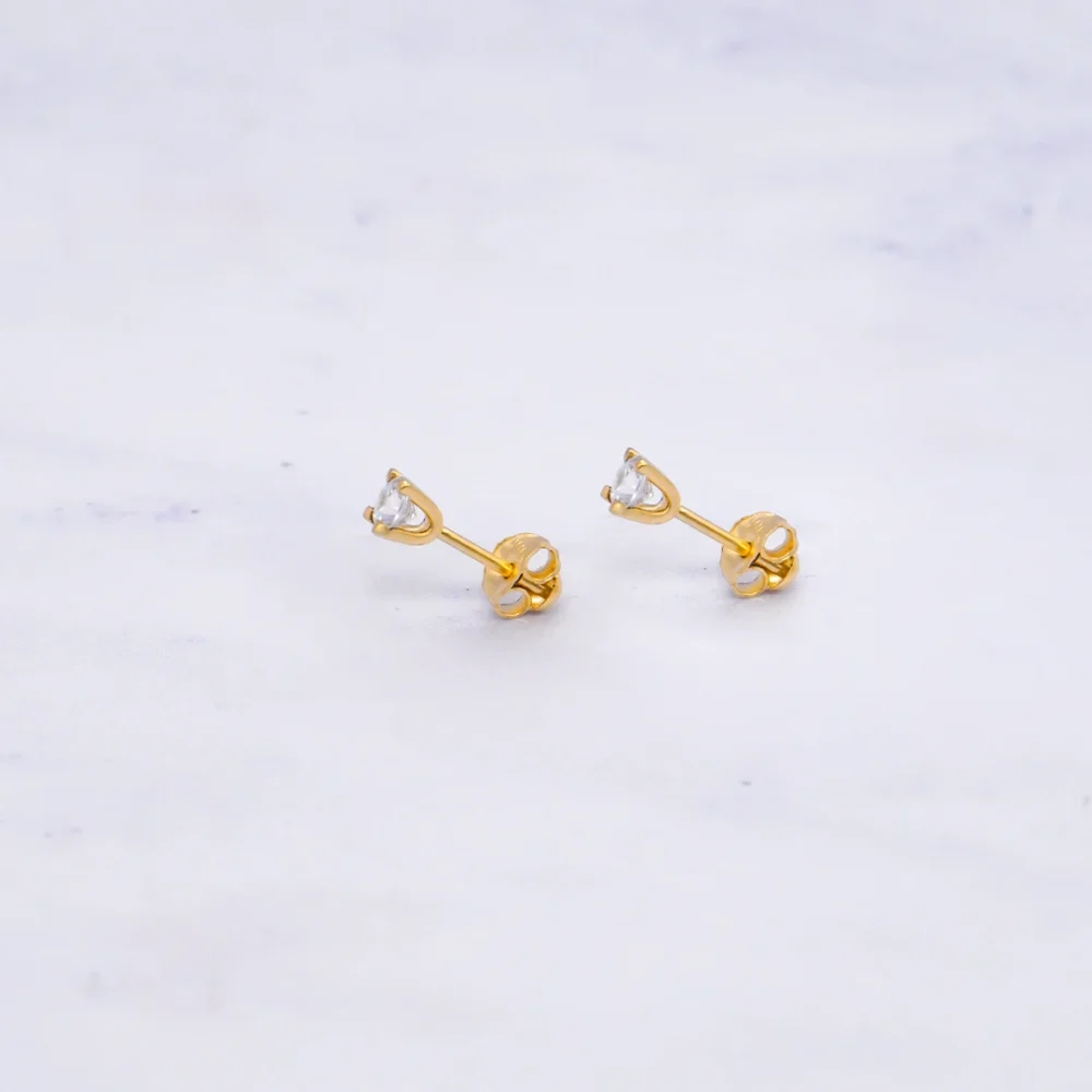 ARETES TOPOS PIEDRAS ORO 18K