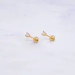 ARETES TOPOS PIEDRAS ORO 18K