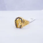 ANILLO PARA HOMBRE HERRADURA CABALLO PIEDRAS NEGRAS ORO 18K