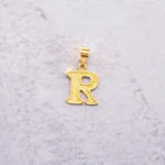 DIJE LETRA R CALADA ARENADA ORO 18K