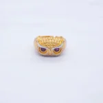 ANILLO PARA HOMBRE BUHO PIEDRAS COLORES ORO 18K
