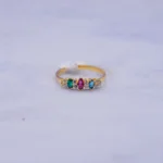 ANILLO PARA DAMA REGLETA PIEDRAS COLORES ORO 18K