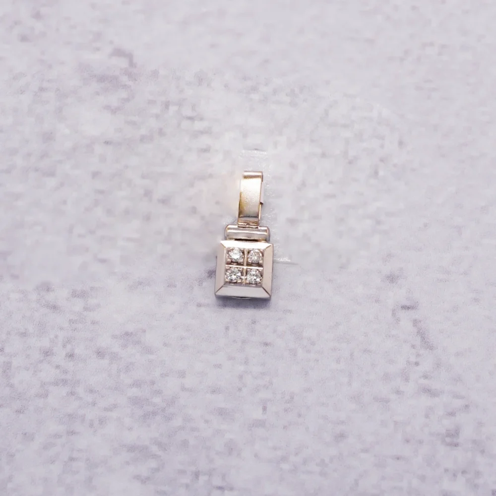 DIJE COLMENA PIEDRAS DIAMANTES ORO BLANCO 18K