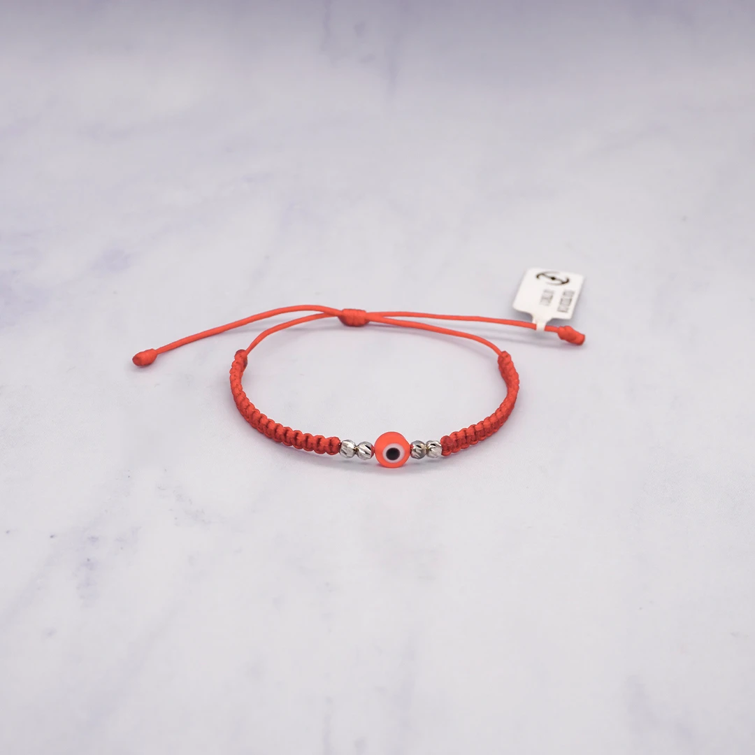 1872173.webp PULSO TEJIDO CON OJO TURCO Y 4 BALINES ORO BLANCO 18K - Image 1