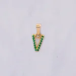 DIJE LETRA V PIEDRAS ORO 18K