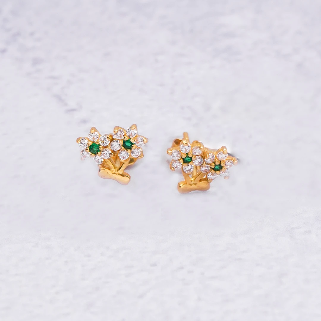 1541224.webp ARETES TOPO FLOR PIEDRA 18K - Image 1