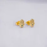 ARETES TOPO MANO DE FATIMA 18K