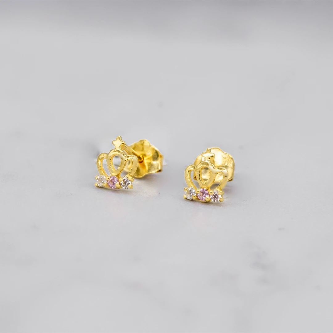 1541232.webp ARETES TOPO CORONA PIEDRAS 18K - Image 1