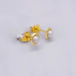ARETES TOPOS PERLA ORO 18K
