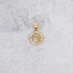 DIJE CORAZON CALADO PIEDRAS ORO 18K