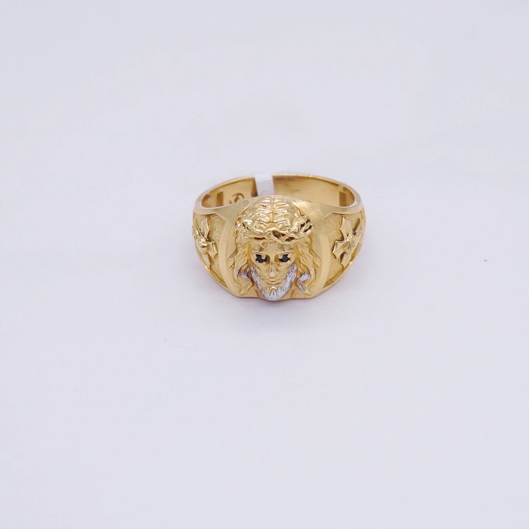 1641616.webp ANILLO PARA HOMBRE ROSTRO CRISTO PIEDRAS ORO 18K - Image 1