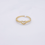 ANILLO PARA DAMA CORAZON CALADO PIEDRAS ORO 18K