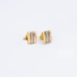ARETES TOPOS TRES OROS LISOS ORO 18K