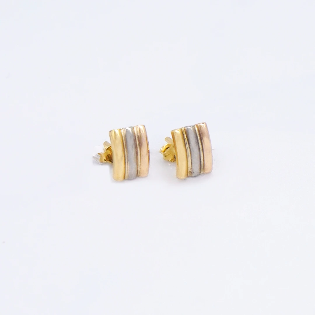 1641748.webp ARETES TOPOS TRES OROS LISOS ORO 18K - Image 1