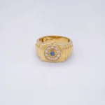 ANILLO PARA HOMBRE ROLEX CALADO PIEDRAS NEGRAS  ORO 18K