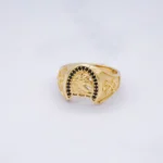 ANILLO PARA HOMBRE HERRADURA CABALLO PIEDRAS COLORES ORO 18K