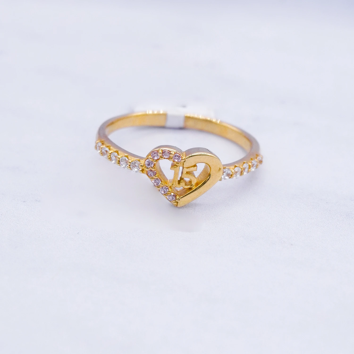 195957.webp ANILLO CORAZON 15 CON ZIRCONES 18K - Image 1