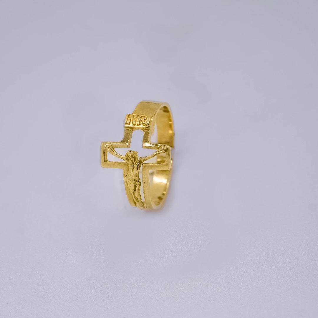 195988.webp ANILLO PARA HOMBRE CRUZ CRISTO CALADO ORO 18K - Image 1