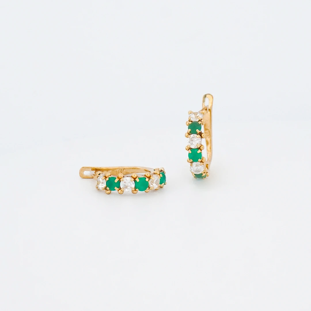 1503230.webp ARETES REGLETA PIEDRAS VERDES ORO 18K - Image 1