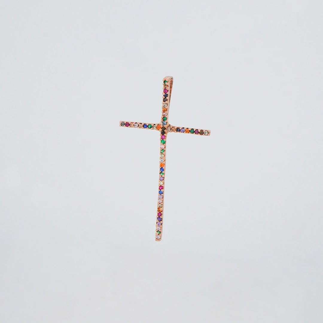 1503231.webp DIJE CRUZ TENNSI ORO ROSA PIEDRAS ORO 18K - Image 1