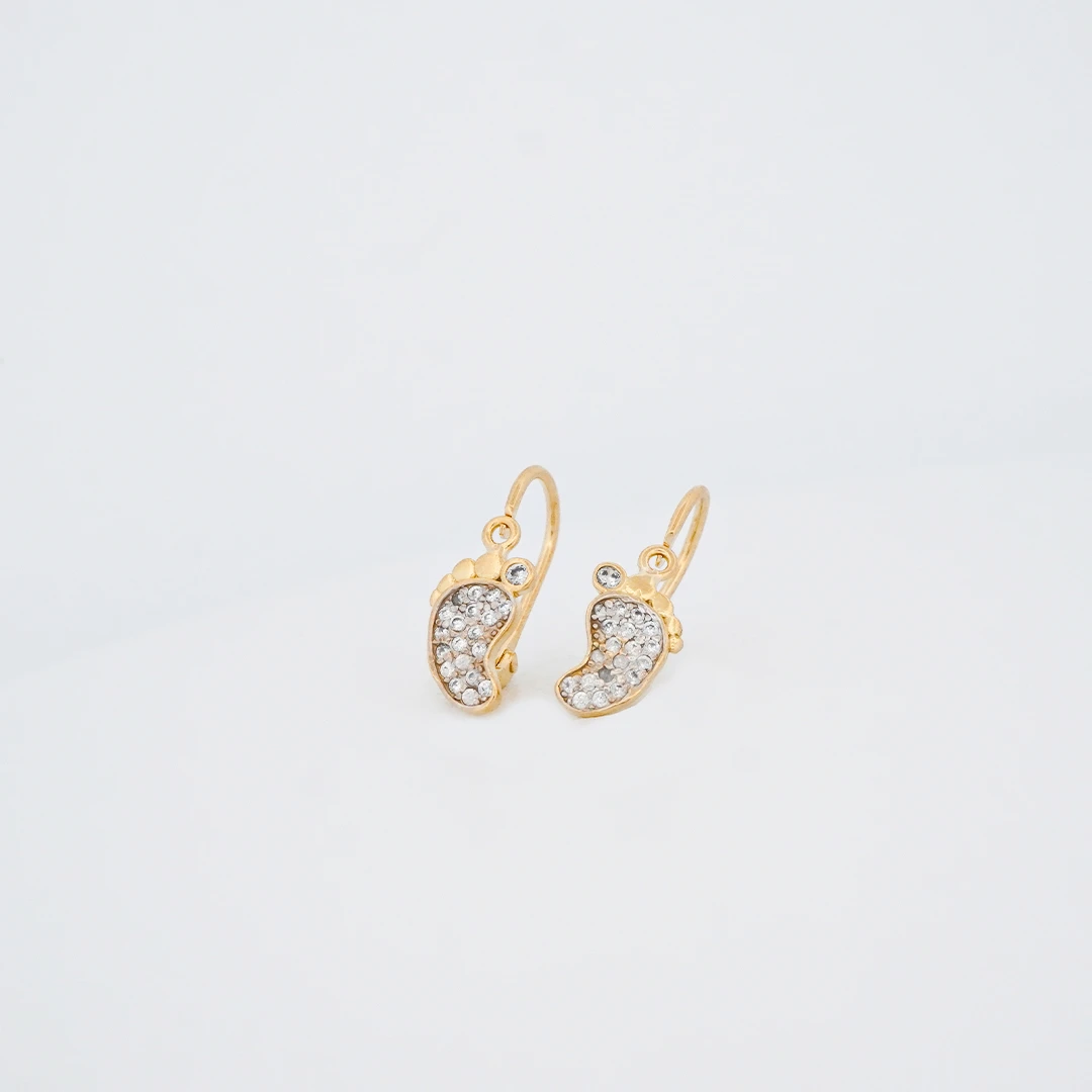 1503236.webp ARETES CORTOS PIES PIEDRAS ORO 18K - Image 1
