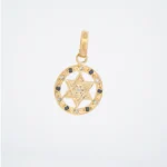 DIJE ESTRELLA DAVID CALADA PIEDRAS ORO 18K
