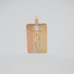 DIJE PLACA CRISTO TRES OROS 18K