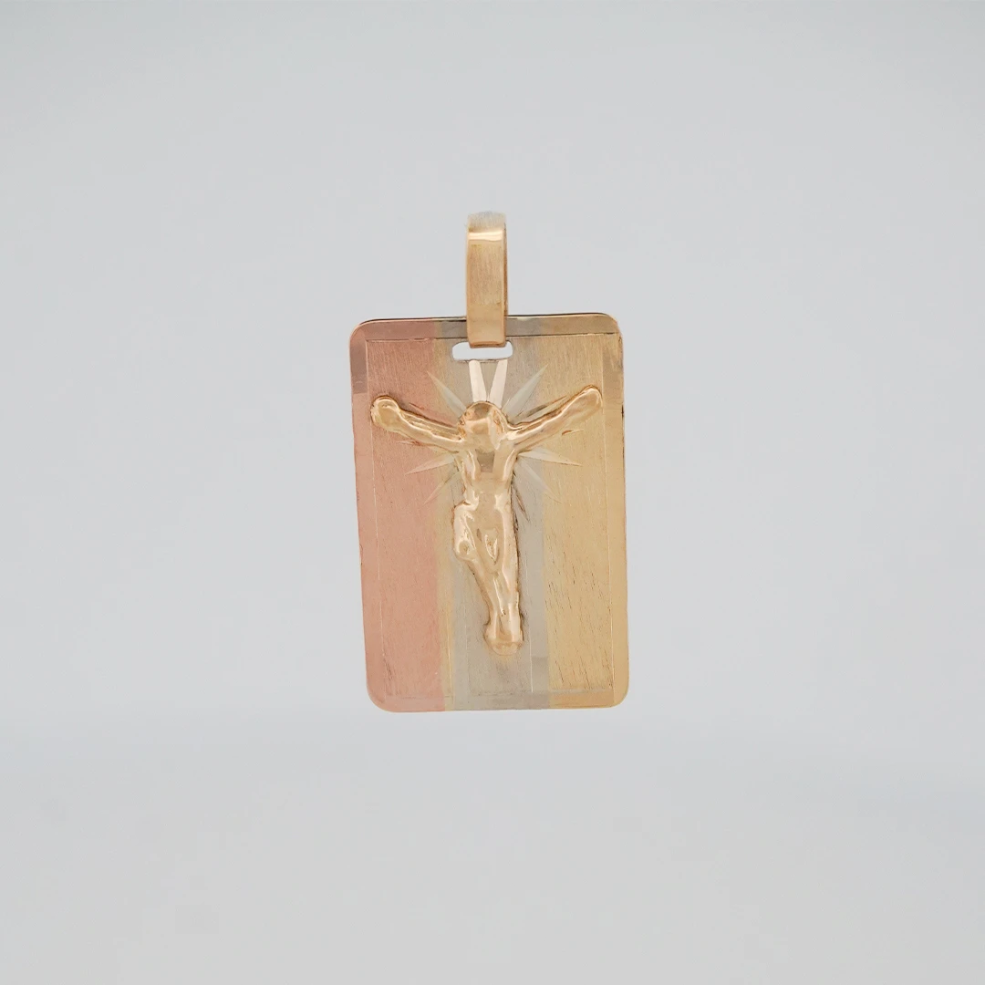 1516058.webp DIJE PLACA CRISTO TRES OROS 18K - Image 1