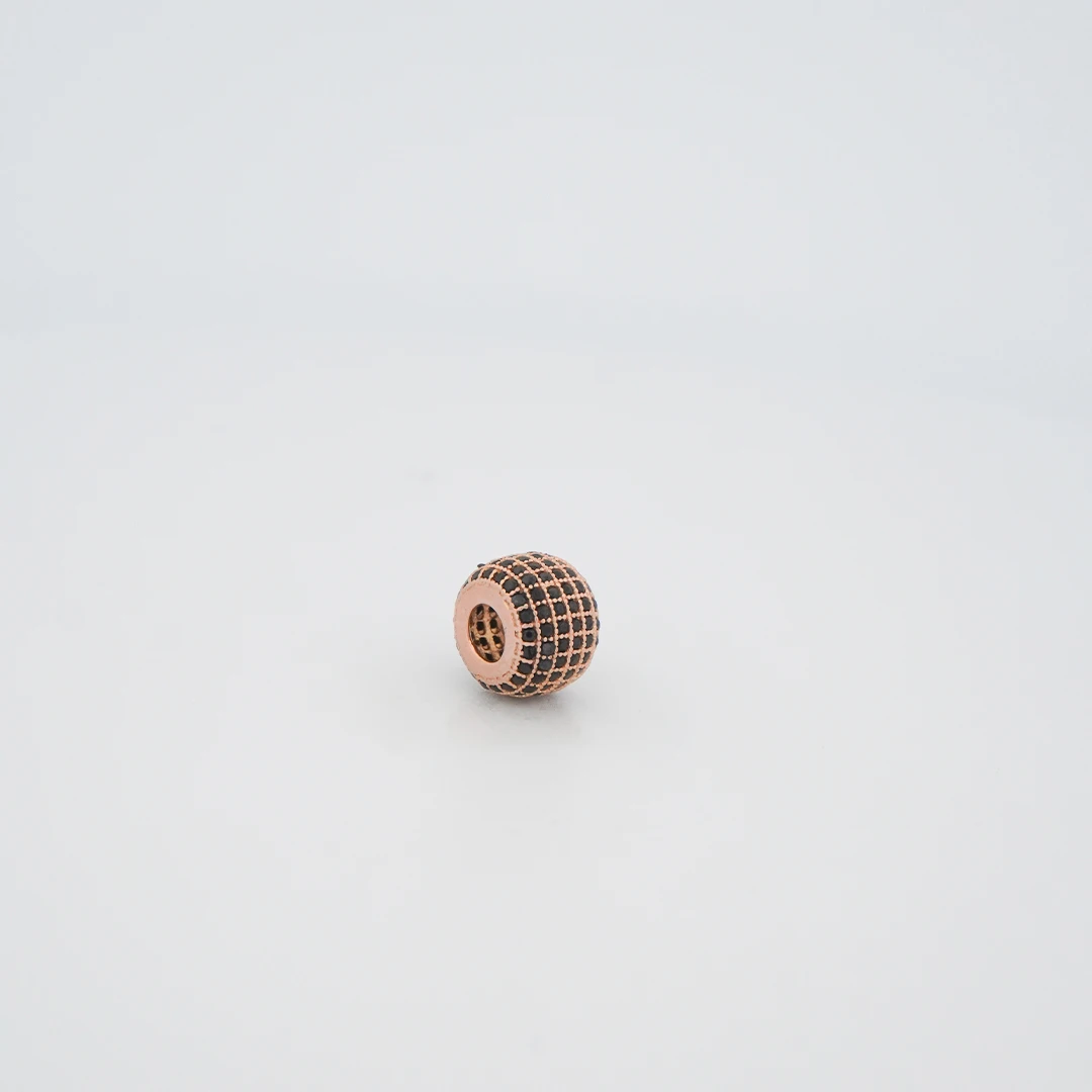1522574.webp DIJE BOLA DE FUEGO PIEDRAS NEGRAS ORO ROSA 18K - Image 1
