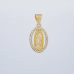 DIJE MEDALLA VIRGEN GUADALUPE PIEDRAS EN ORO 18 KILATES
