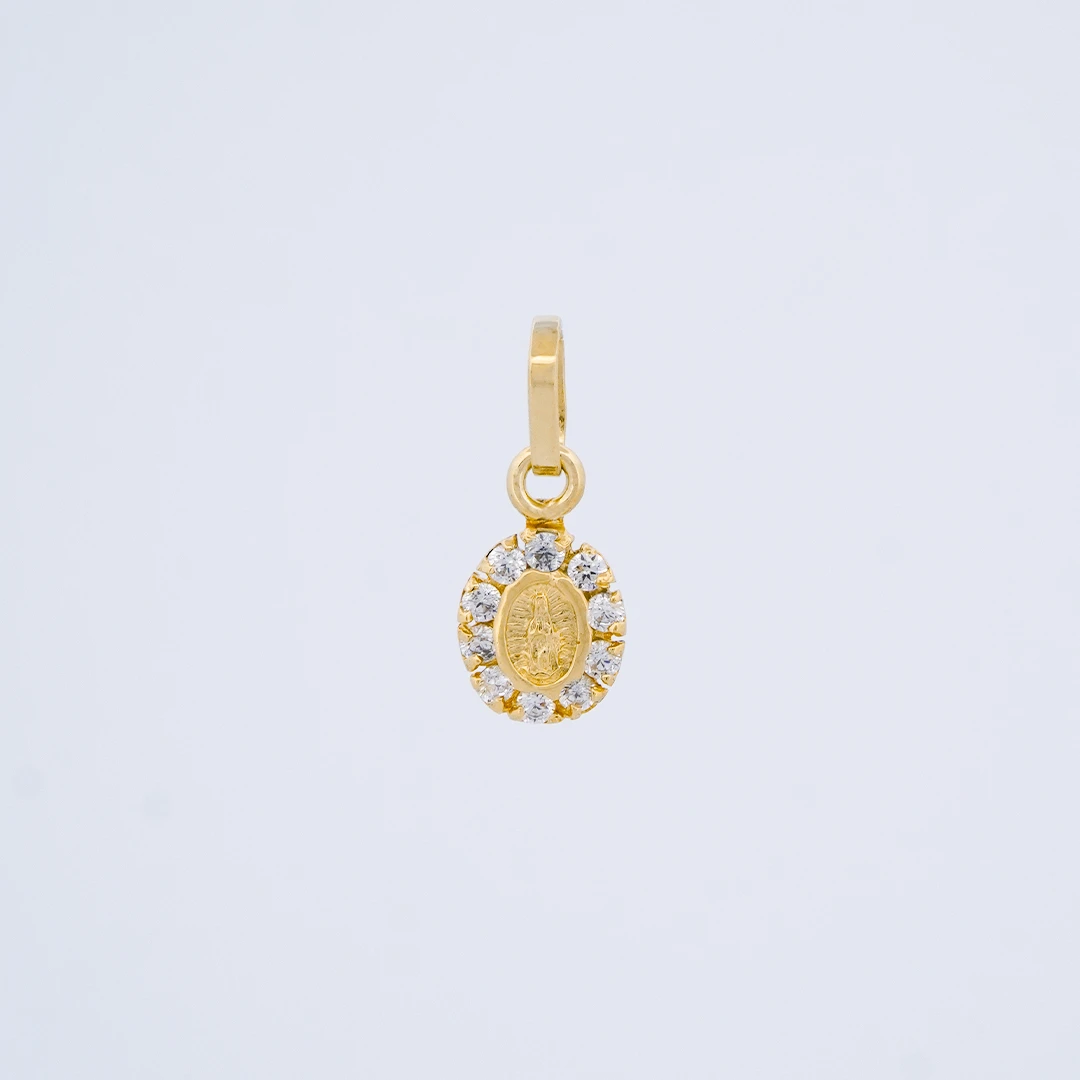 1657342.webp DIJE MEDALLA VIRGEN PIEDRAS EN ORO 18 KILATES - Image 1