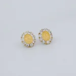 ARETES TOPOS VIRGEN PIEDRAS EN ORO 18 KILATES