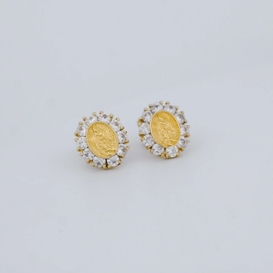 1951379.webp ARETES TOPOS VIRGEN PIEDRAS EN ORO 18 KILATES - Image 1